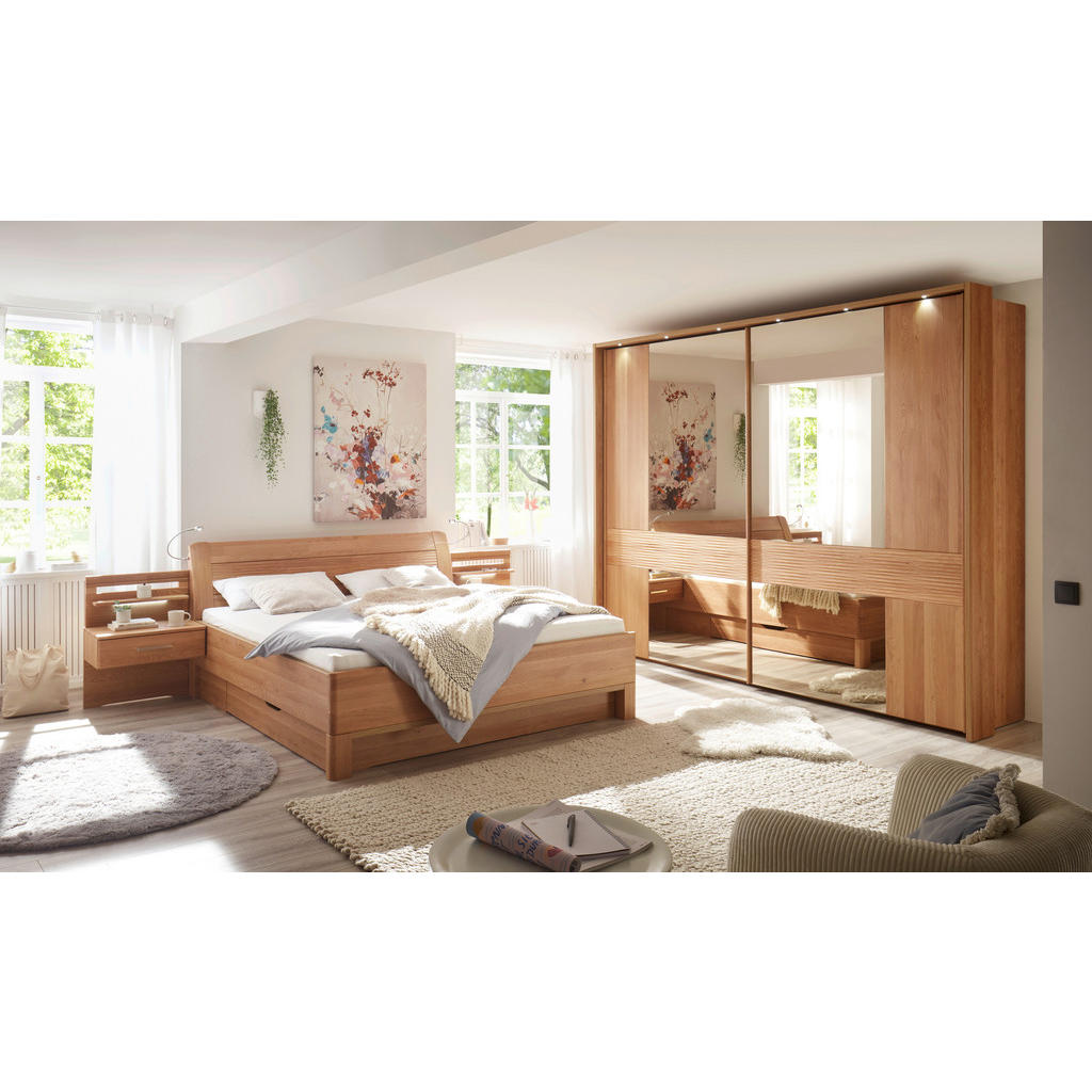 Thumbnail - Dieter Knoll Bettanlage, Eiche, Holz, Eiche, teilmassiv, 180x200 cm, Goldenes M, Made in Germany, DIN EN ISO 9001, Latte...