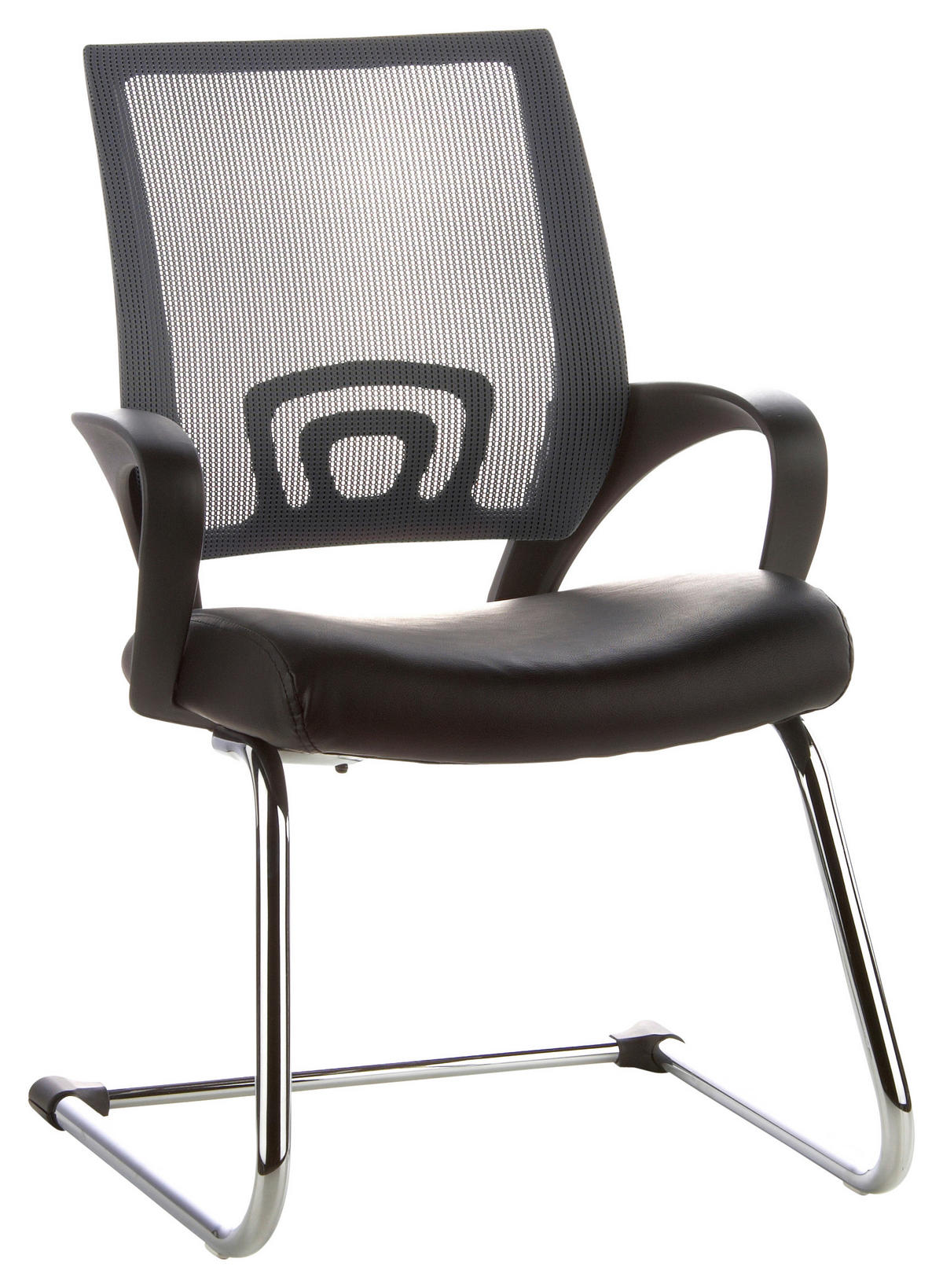 BESÖKSSTOL  i läderimitation, nätklädsel grå, svart  - silver/grå, Basics, metall/textil (57/98/52cm) - MID.YOU