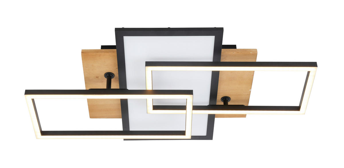 LED-DECKENLEUCHTE    35/56/10 cm  - Schwarz/Naturfarben, Trend, Holz/Kunststoff (35/56/10cm) - Novel