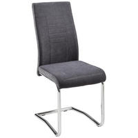 SZÁNKÓTALPAS SZÉK fém, textil antracit, szürke, krómszínű  - krómszínű/antracit, Design, textil/fém (43/98/60cm) - Carryhome