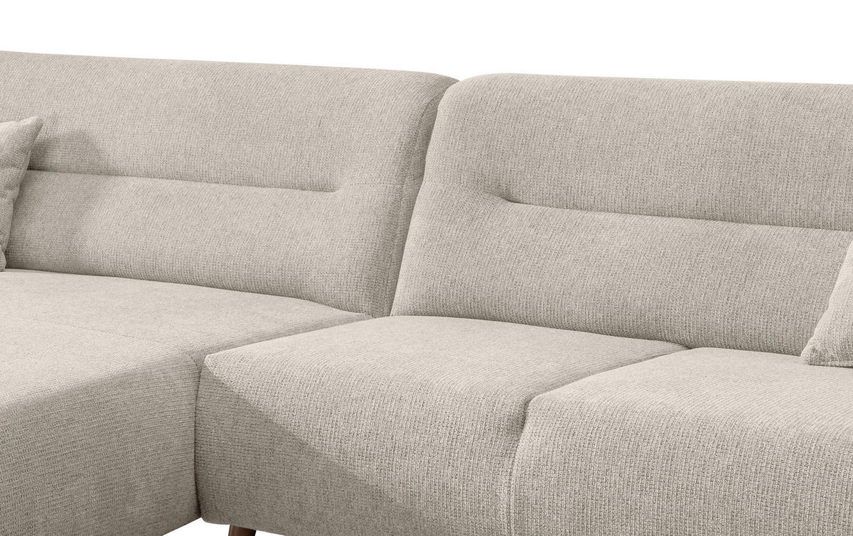 ECKSOFA in Chenille Beige  - Wildeiche/Beige, Modern, Holz/Textil (166/290cm) - MID.YOU