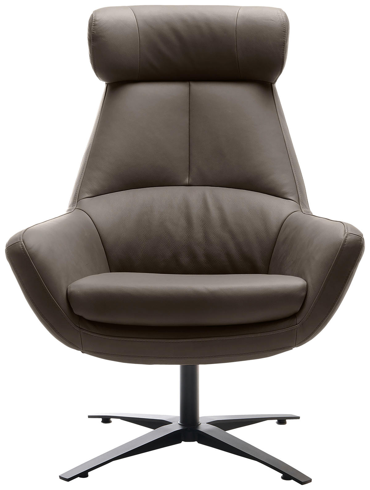 SESSEL BE ORGANIC Echtleder Grau    - Schwarz/Grau, MODERN, Leder/Metall (81/112/83cm) - Trendmanufaktur