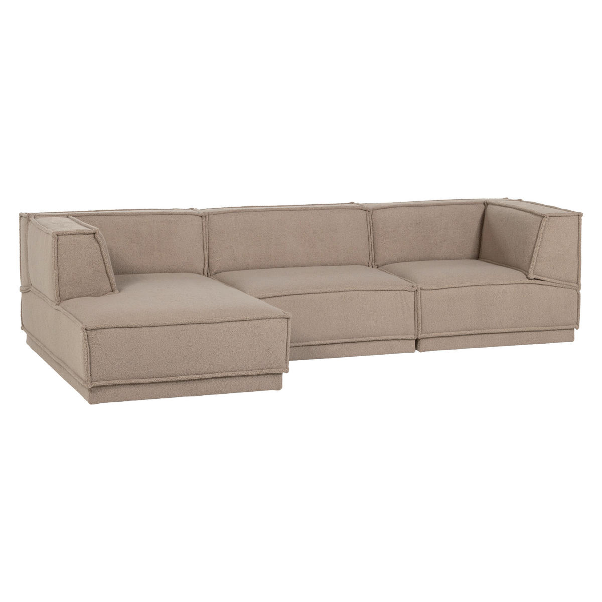 ECKSOFA Manu in Teddystoff Taupe  160/286 cm  - Taupe/Schwarz, MODERN, Kunststoff/Textil (160/286cm) - Livetastic
