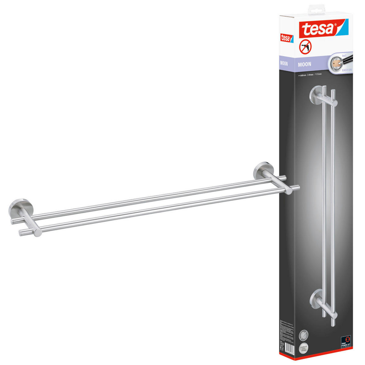 HANDTUCHHALTER Edelstahlfarben  - Edelstahlfarben, Basics, Metall (64/5/11cm) - Tesa