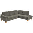 ECKSOFA in Flachgewebe Braun, Grün  - Wildeiche/Braun, Natur, Holz/Textil (301/243cm) - Voleo