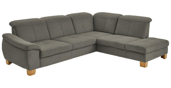 ECKSOFA in Flachgewebe Braun, Grün  - Wildeiche/Braun, Natur, Holz/Textil (301/243cm) - Voleo