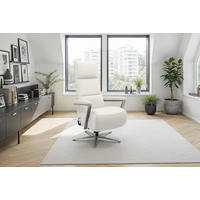 RELAXSESSEL Leder Weiss  - Weiss/Silberfarben, Basics, Leder/Metall (70/126/85cm) - Sit & More