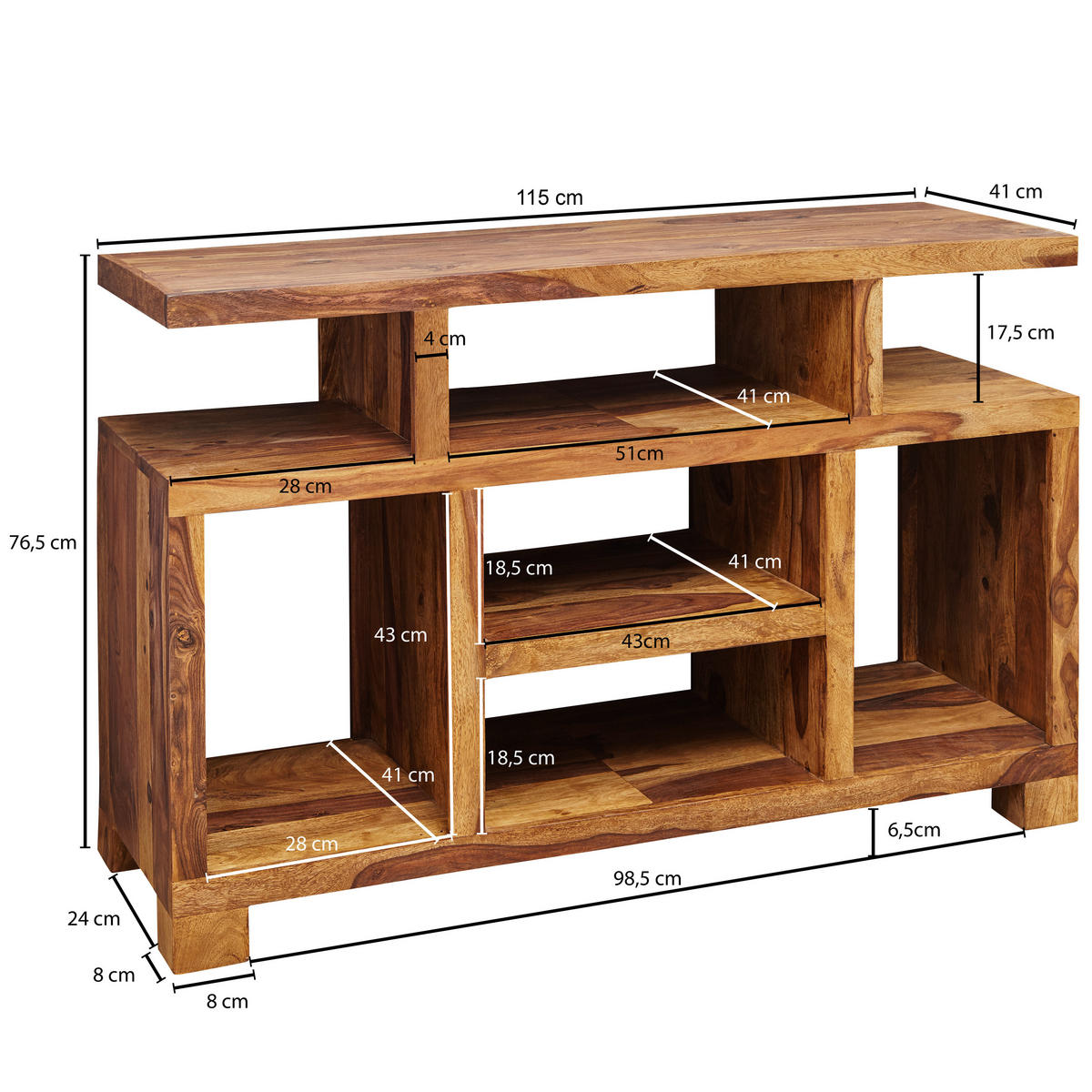 SIDEBOARD  in 115/76,5/41 cm  - Sheeshamfarben, Design, Holz (115/76,5/41cm) - MID.YOU