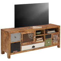 NÍZKÁ KOMODA, mangové dřevo, vícebarevná, 140/55/40 cm - bílá/černá, Lifestyle, kov/dřevo (140/55/40cm) - Landscape