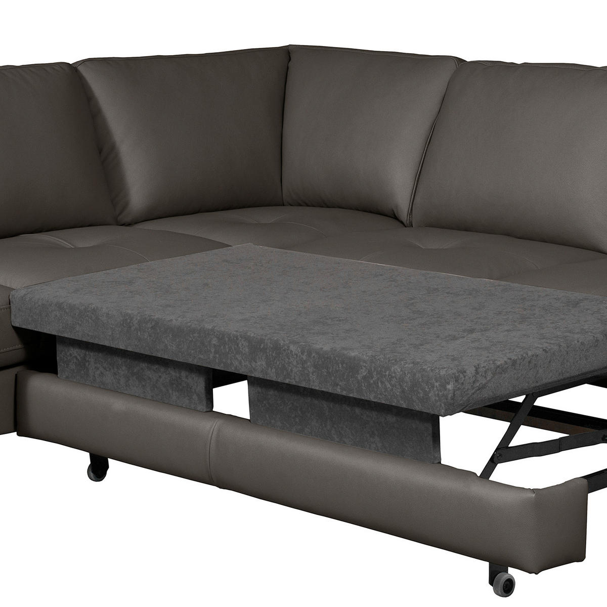 ECKSOFA Lederlook Echtleder Dunkelbraun  - Dunkelbraun/Buchefarben, Design, Leder/Holz (234/190cm) - Livetastic