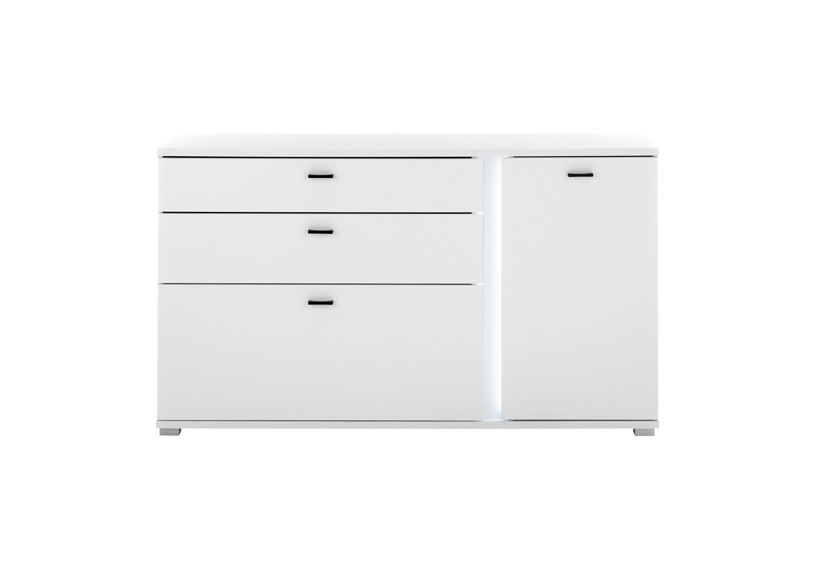 SIDEBOARD 150/86/42 cm  in Weiß  - Silberfarben/Schwarz, Design, Holzwerkstoff/Kunststoff (150/86/42cm) - MID.YOU