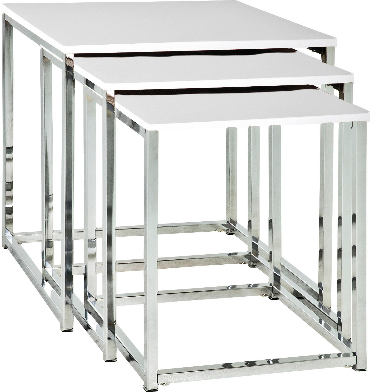 BEISTELLTISCH in Metall, Holzwerkstoff 29/34/39/29/34/39/36/39/42 cm  - Weiß, Design, Holzwerkstoff/Metall (29/34/39/29/34/39/36/39/42cm) - Carryhome