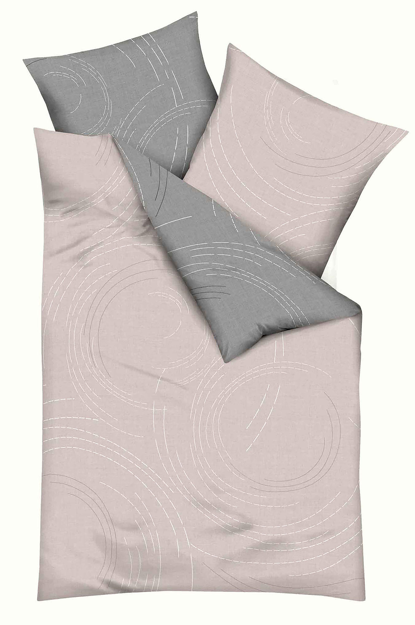 POSTELJNINA Jaro 140/200 cm saten siva, roza  - roza/siva, Moderno, tekstil (140/200cm) - Kaeppel