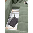 ECKSOFA Salbeigrün Plüsch Zierkissen, Rückenkissen, Bettkasten, Schlaffunktion, Rücken echt, Liegefläche im Originalstoff  - Salbeigrün/Schwarz, KONVENTIONELL, Kunststoff/Textil (253/192cm) - Carryhome