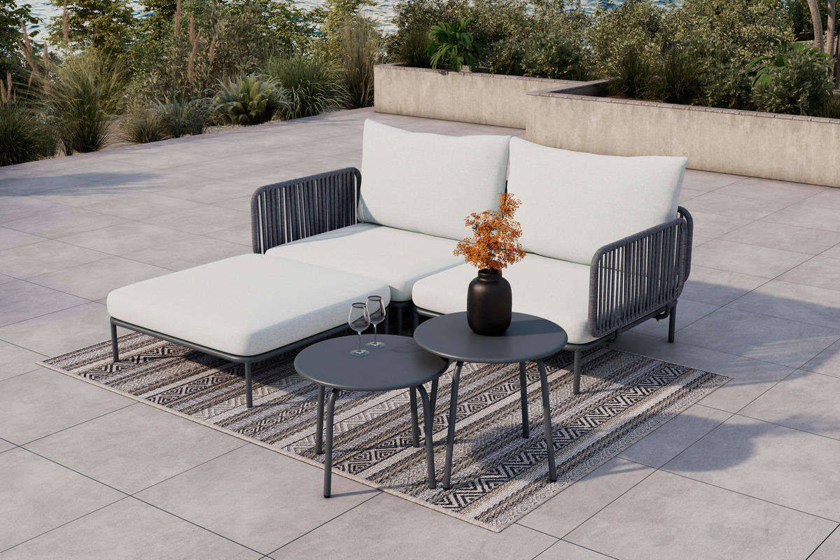 LOUNGEGARNITUR 173,5/186 cm Stahl  - Anthrazit/Grau, Basics, Textil/Metall (173,5/186cm) - Ambia Garden