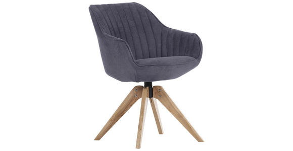 STUHL in Holz, Textil Dunkelgrau - Dunkelgrau/Eichefarben, Design, Holz/Textil (60/83/65cm) - Hom`in