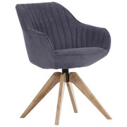 STUHL Flachgewebe Dunkelgrau - Dunkelgrau/Eichefarben, LIFESTYLE, Holz/Textil (60/83/65cm) - HOM`IN