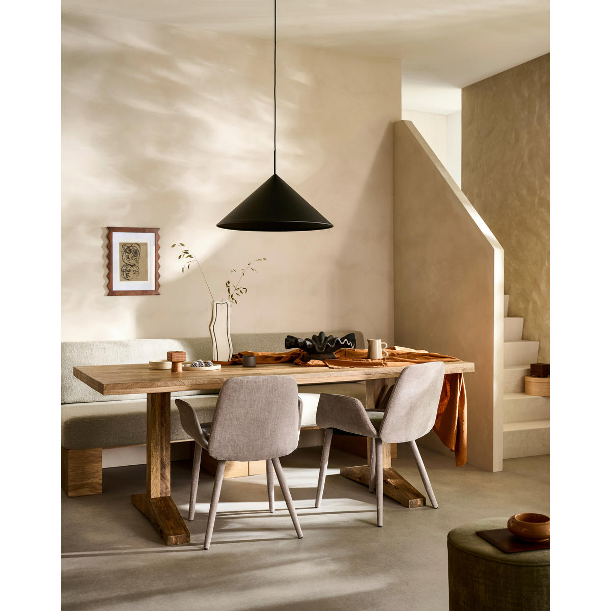 SITZBANK 110/84/67 cm Bouclé Eichefarben, Beige Eiche massiv  - Eichefarben/Beige, MODERN, Holz/Textil (110/84/67cm) - Livetastic