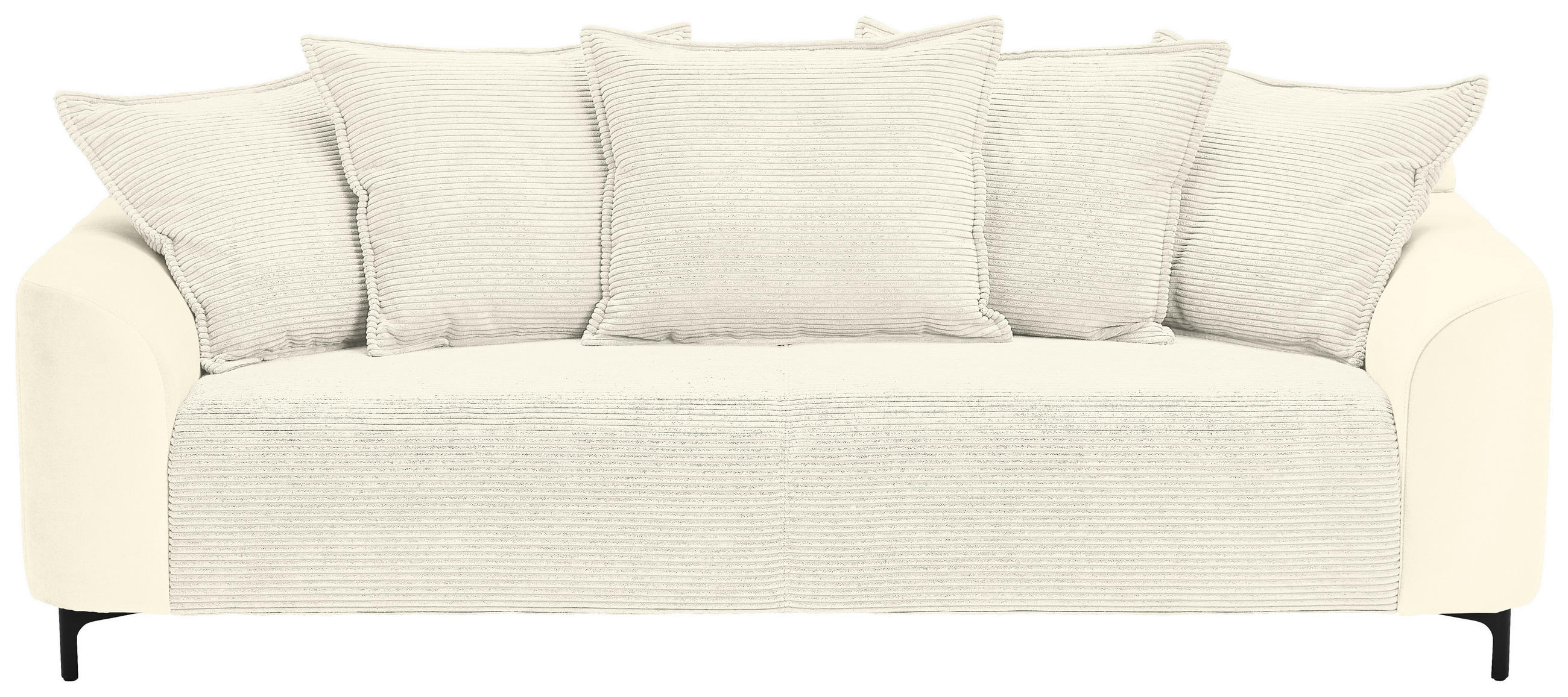 3-SITZER-SOFA in Cord, Velours Creme  - Creme/Schwarz, Konventionell, Textil/Metall (228/84/99cm) - Carryhome