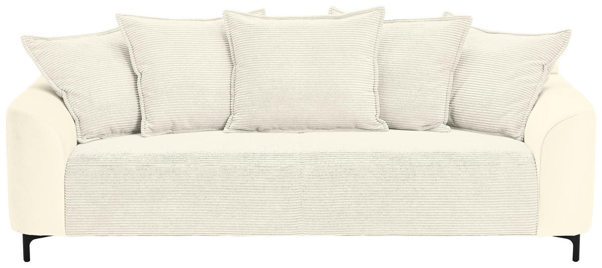 3-SITZER-SOFA in Cord, Velours Creme  - Creme/Schwarz, Konventionell, Textil/Metall (228/84/99cm) - Carryhome