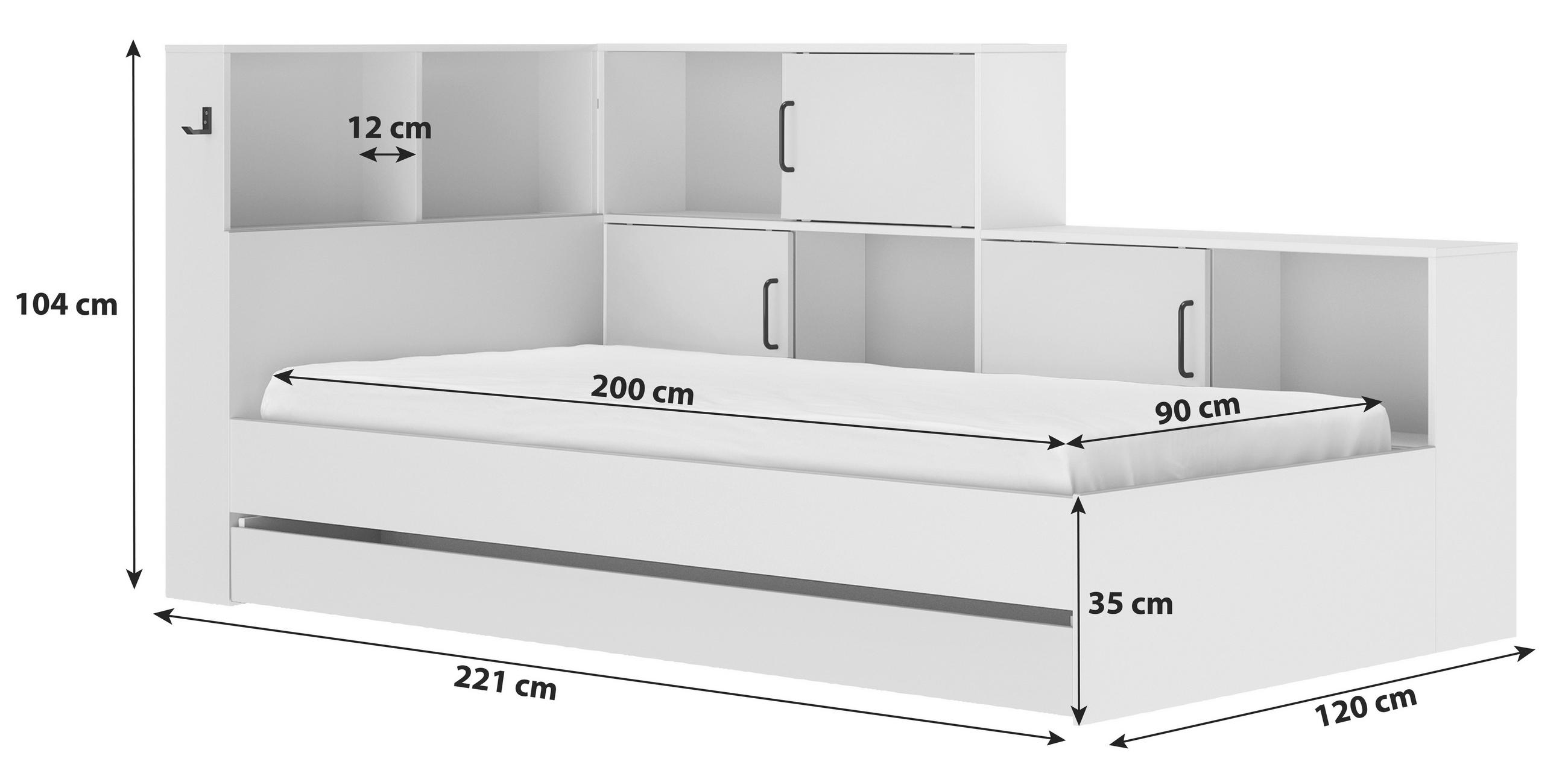 Thumbnail - Mid.you Stauraumbett, Weiß, Eiche Artisan, Holzwerkstoff, 5 Fächer, 1 Schubladen, 90x200 cm, ISO 9001, Pefc, Bettkasten,...
