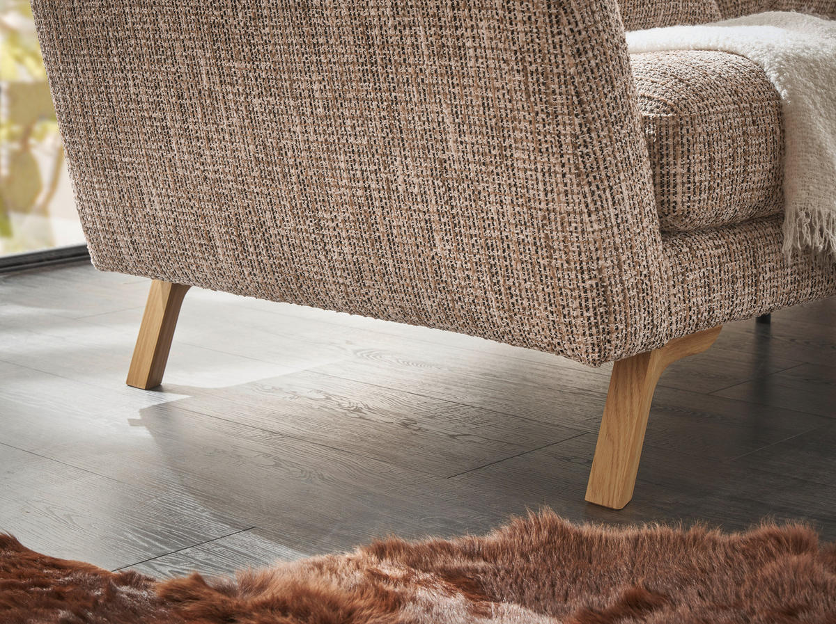ECKSOFA Beige Webstoff  - Eichefarben/Beige, KONVENTIONELL, Holz/Textil (293/160cm) - SetOne by Musterring