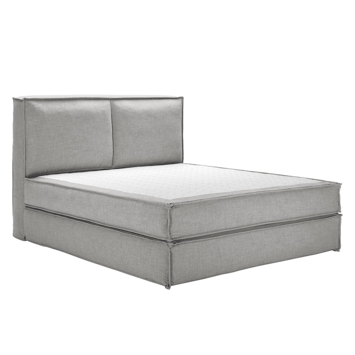 BOXSPRINGBETT 200/220 cm  in Hellgrau  - Hellgrau/Schwarz, Design, Kunststoff/Textil (200/220cm) - home24