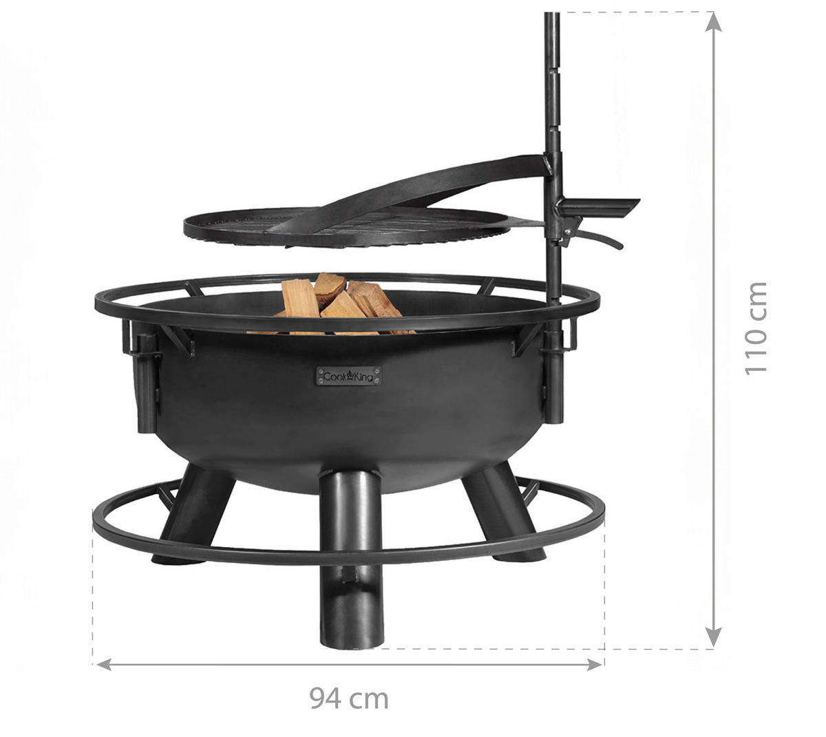 FEUERSCHALE  - Schwarz, Basics, Metall (94/110/94cm)