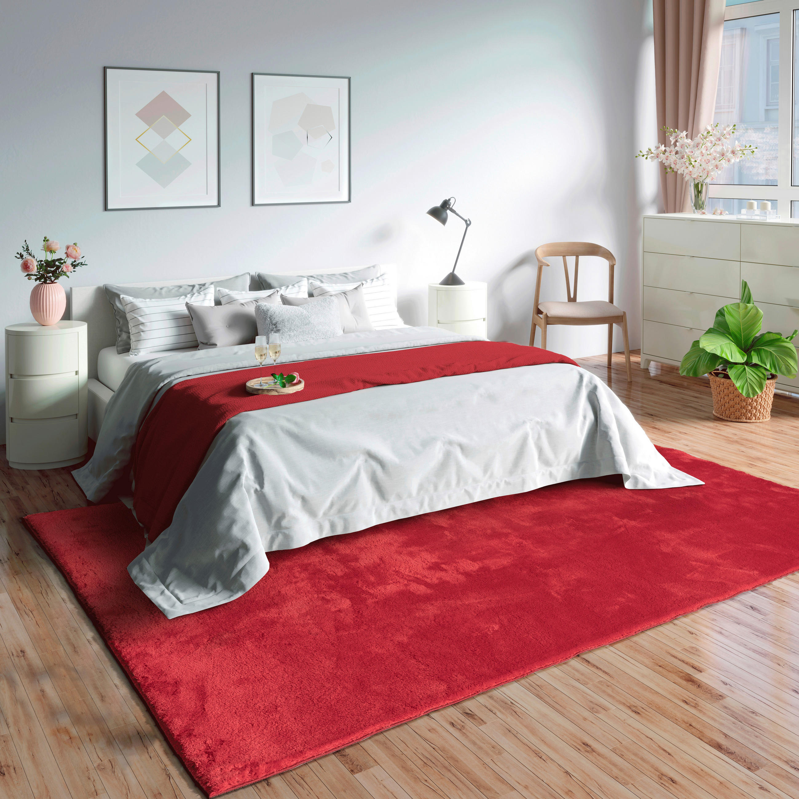 FELLTEPPICH 80/150 cm Loft Rot  - Rot, KONVENTIONELL, Textil (80/150cm)