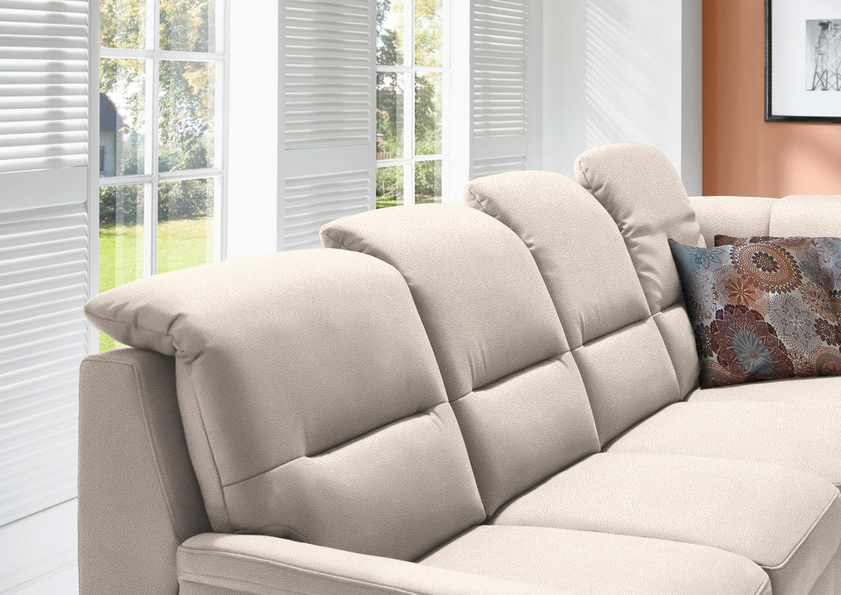 ECKSOFA in Mikrofaser Creme  - Creme/Schwarz, Konventionell, Holz/Textil (303/245cm) - Beldomo Comfort