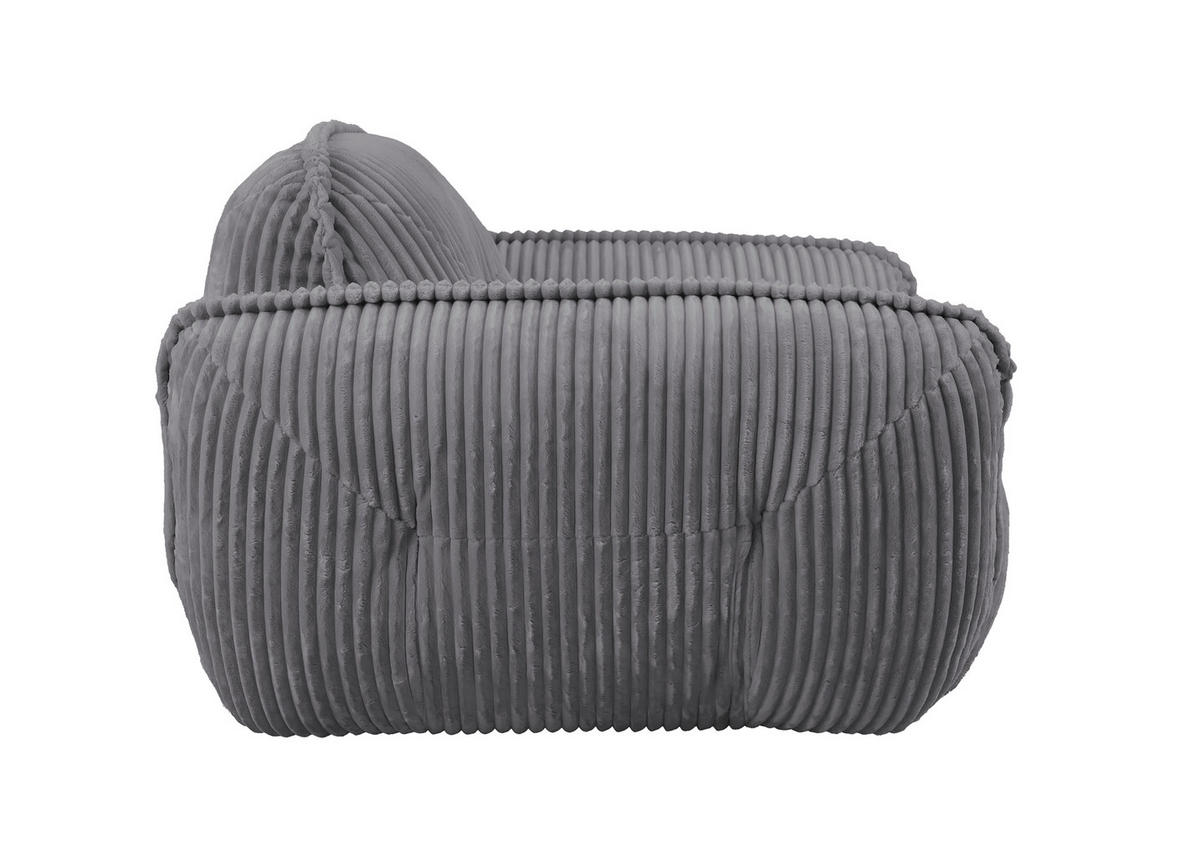 SESSEL in Cord Grau  - Schwarz/Grau, MODERN, Kunststoff/Textil (123/87/120cm) - Trendmanufaktur