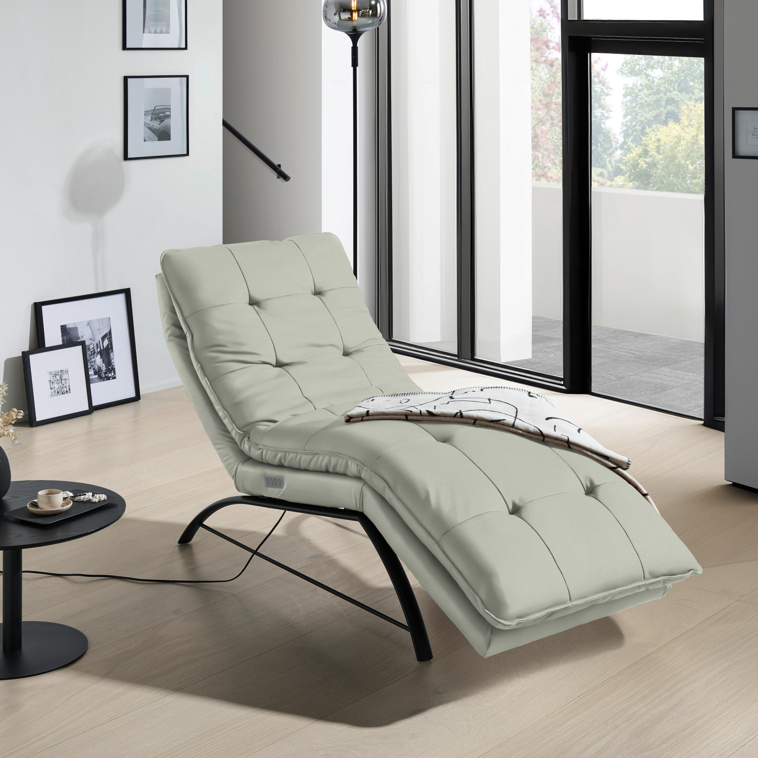 LIEGE in Echtleder Hellgrau  - Hellgrau/Schwarz, Design, Leder/Metall (75/110/190cm) - Chilliano