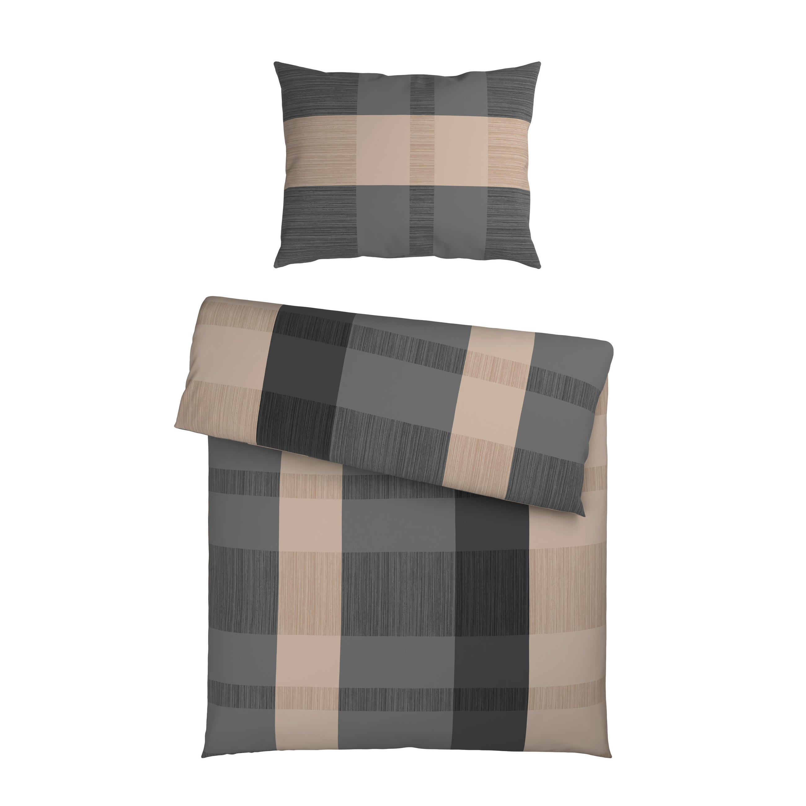 BETTWÄSCHE 2-teilig 140/200 cm  - Anthrazit/Beige, KONVENTIONELL, Textil (140/200cm) - Esposa