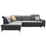 ECKSOFA Grau Chenille  - Schwarz/Grau, Design, Textil/Metall (240/308cm) - Xora