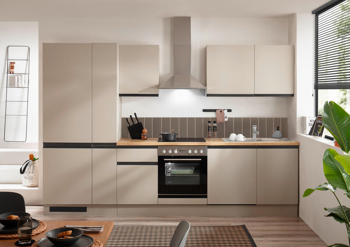 KÜCHENBLOCK 310 cm   in Seidengrau  - Eichefarben/Seidengrau, Trend, Holzwerkstoff/Metall (310cm) - P & B