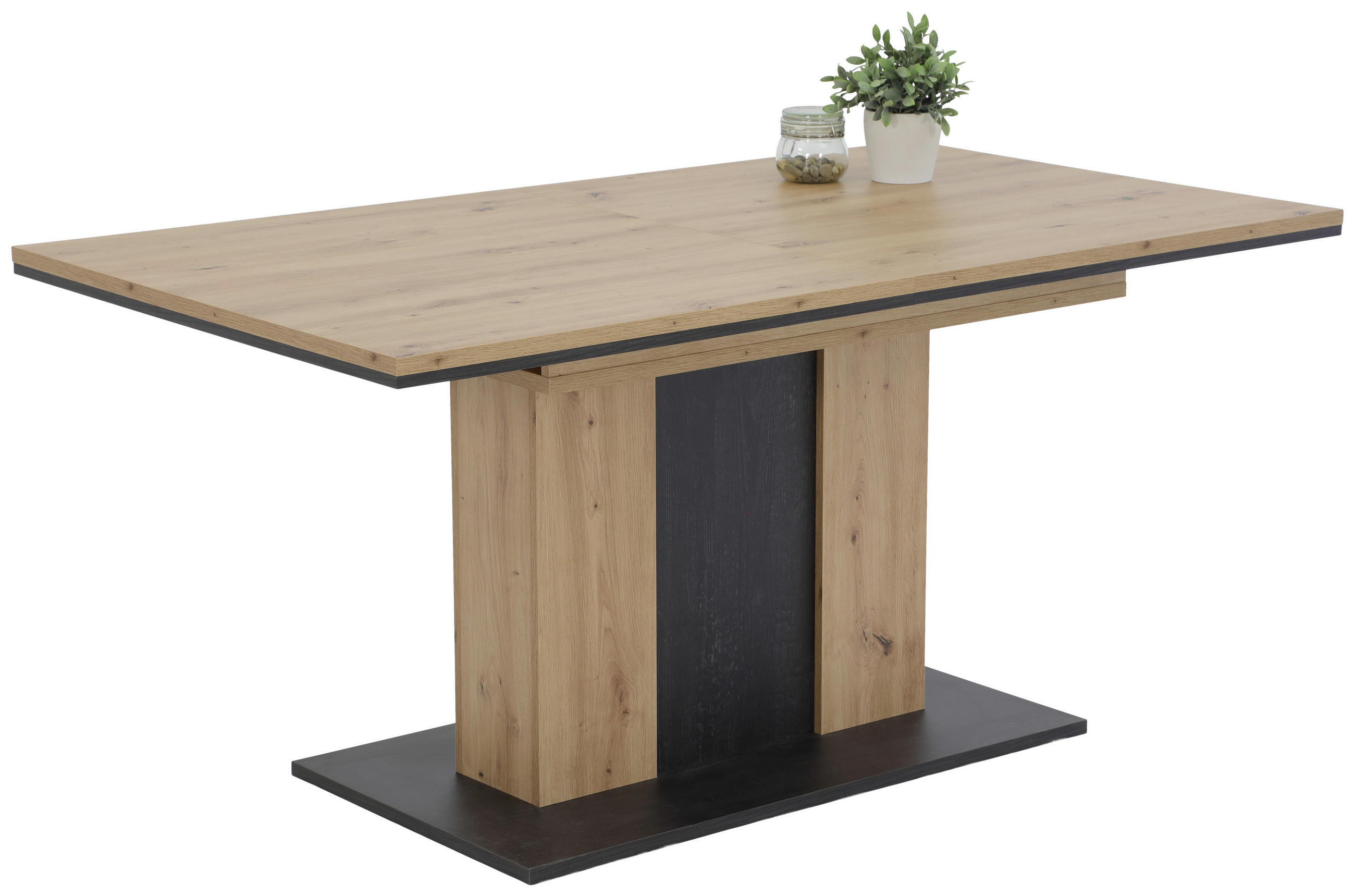 ESSTISCH Eiche Artisan rechteckig  ausziehbar  - Schwarz/Eiche Artisan, MODERN, Holzwerkstoff (210/90/75cm) - MID.YOU