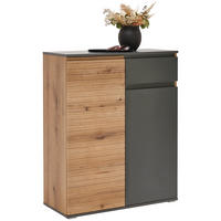 SCHUHSCHRANK Anthrazit, Eichefarben  - Eichefarben/Anthrazit, Design, Holzwerkstoff/Kunststoff (85/106/38cm) - home24
