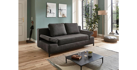 SCHLAFSOFA Mikrofaser Anthrazit  - Anthrazit/Schwarz, KONVENTIONELL, Kunststoff/Textil (202/90/97cm) - Carryhome