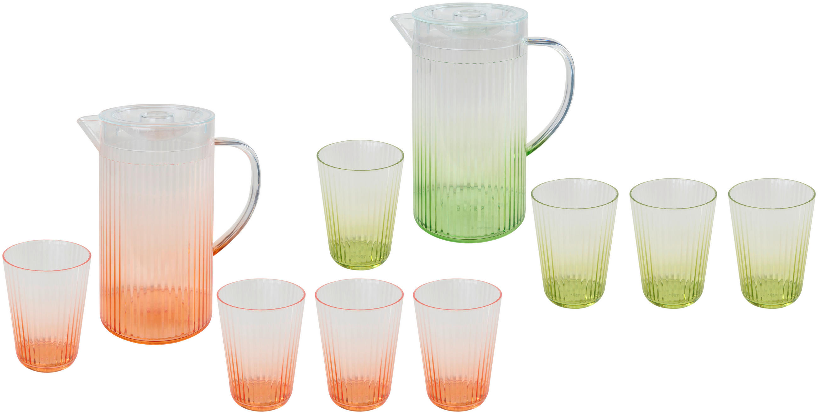 GLÄSERSET 5-teilig  - Transparent/Grün, Basics, Kunststoff - Ambia Home