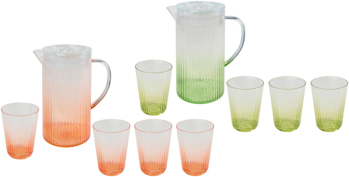 SET ČAŠA  5 delova   - providno/zelena, Osnovno, plastika - Ambia Home