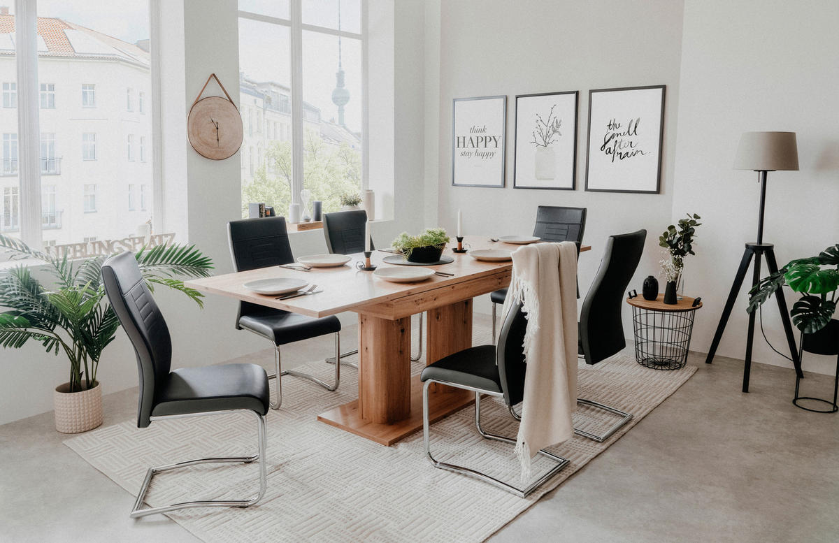 JEDILNA MIZA, hrast barve hrasta  - barve hrasta, Design, leseni material (140-220/80/90cm) - Xora