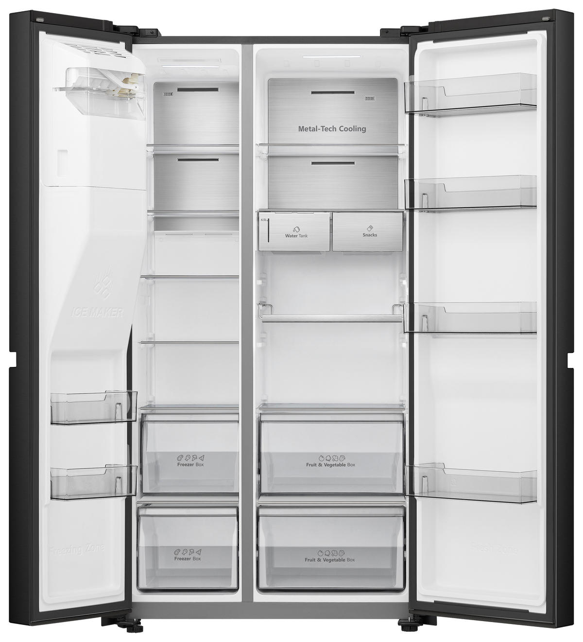 SIDE-BY-SIDE 91/179/73 cm RS818N4TFE  - Schwarz, LIFESTYLE, Metall (91/179/73cm) - Hisense