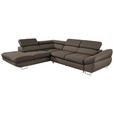 ECKSOFA in Webstoff Graubraun  - Graubraun, Design, Textil/Metall (235/280cm) - Hom`in