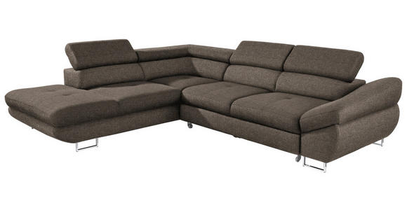 ECKSOFA in Webstoff Graubraun  - Graubraun, Design, Textil/Metall (235/280cm) - Hom`in