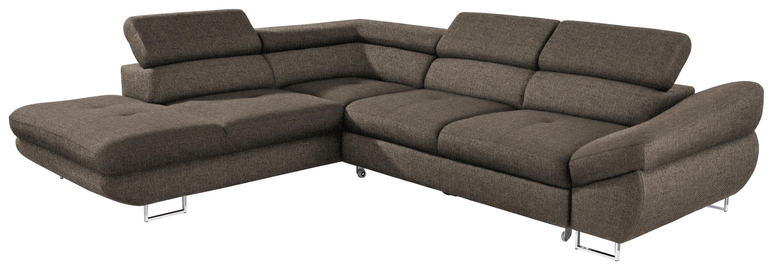 ECKSOFA in Webstoff Graubraun  - Graubraun, Design, Textil/Metall (235/280cm) - Hom`in