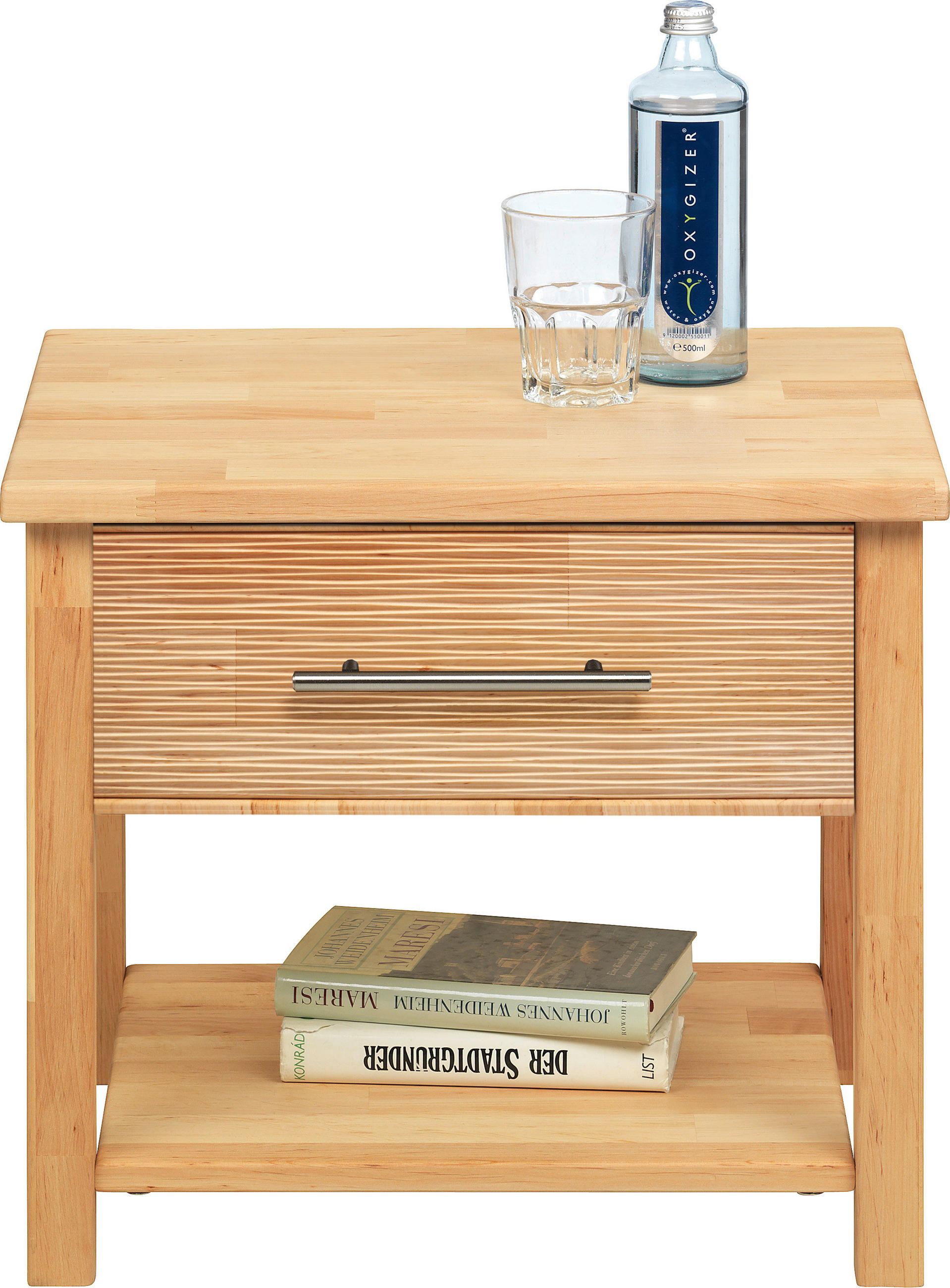 NACHTKÄSTCHEN 50/44/41 cm  in vollmassiv Erle Erlefarben  - Chromfarben/Erlefarben, Natur, Holz/Metall (50/44/41cm) - Linea Natura