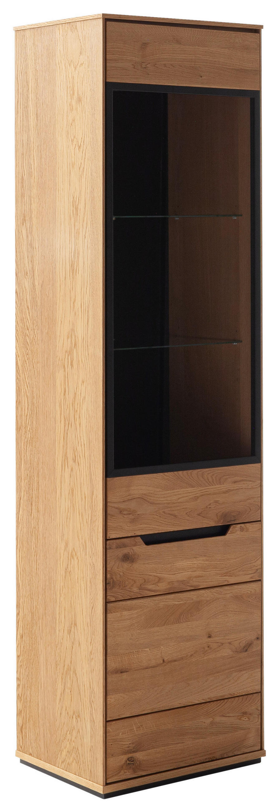 VITRINE Wildeiche  53/196/41 cm  - Wildeiche/Schwarz, Natur, Glas/Holz (53/196/41cm) - Linea Natura