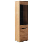 VITRINE  in furniert, massiv Wildeiche Wildeiche - Wildeiche/Schwarz, Natur, Glas/Holz (53/196/41cm) - Linea Natura