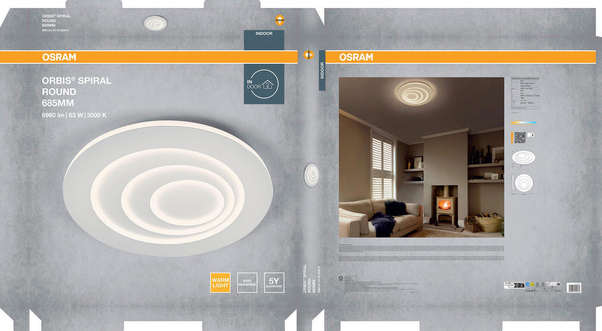 LED-DECKENLEUCHTE Orbis Spiral Round 68,5/5,6 cm   - Weiß, Design, Kunststoff/Metall (68,5/5,6cm) - Osram