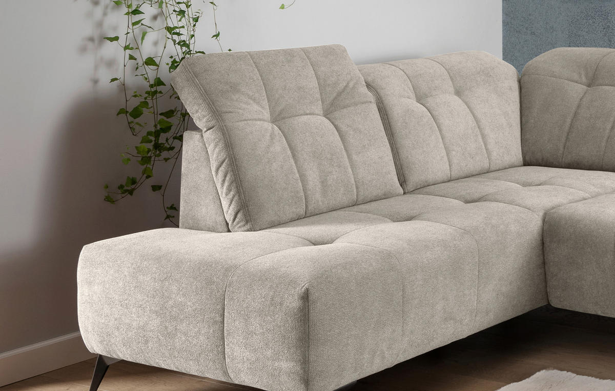 WOHNLANDSCHAFT SANO Beige Chenille  - Beige/Schwarz, MODERN, Textil/Metall (200/337/180cm) - Livetastic